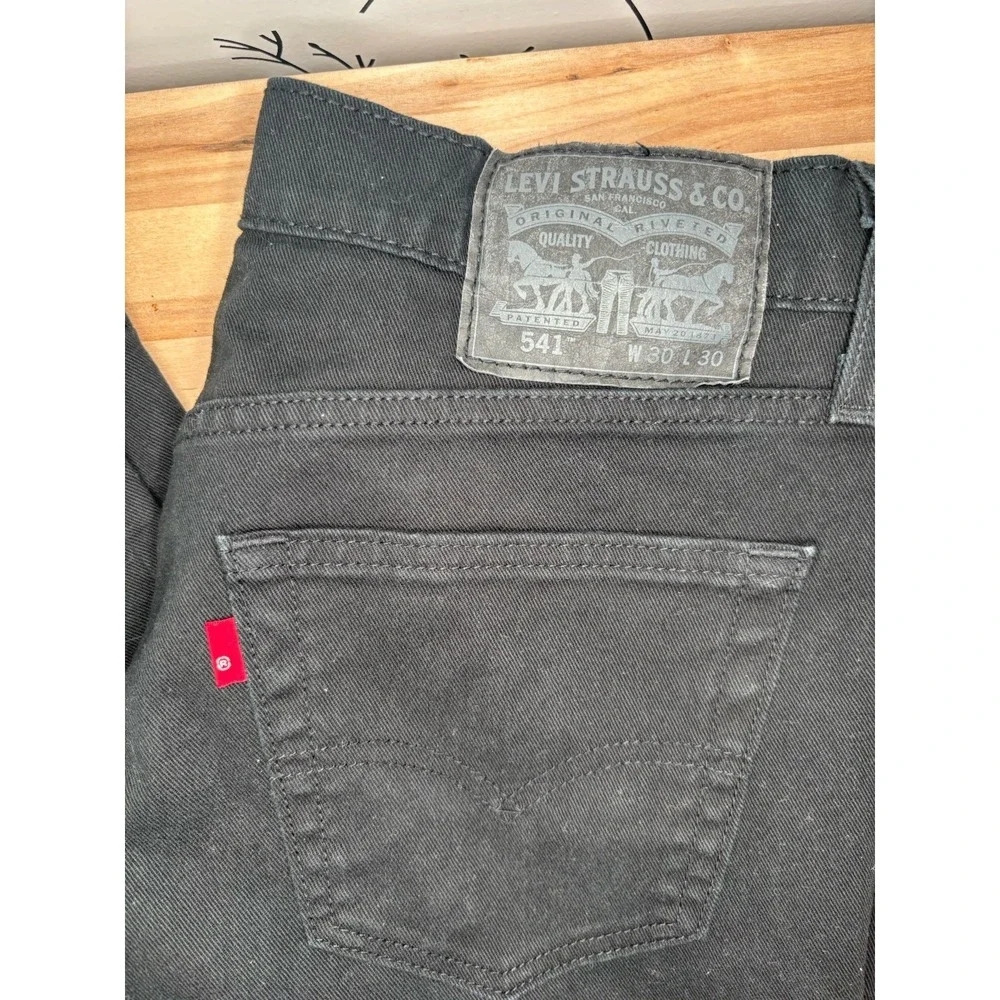 Levi's Men's Reg. Fit Straight Black Denim Jeans Stretch Dark Wash Classic 30x30